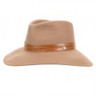 FASHION | Cappello da donna Fedora con doppio nastro, 100% lana camello