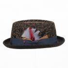ALFONSO D'ESTE | Cappello da uomo "Pork Pie" in tessuto fantasia marrone