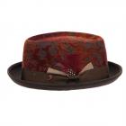 ALFONSO D'ESTE | Cappello da uomo in lana stile "Pork Pie" con piuma rosso