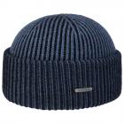 STETSON | Berretto in pura lana con effetto a coste in stile urbano celeste