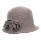 SEEBERGER | Cloche aus Walkwolle mit dekorativer Strickblume marrone chiaro