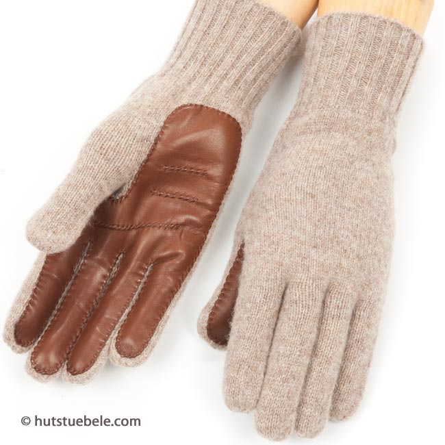 guanti per uomo in lana e pelle --> cappelleria Hutstuebele