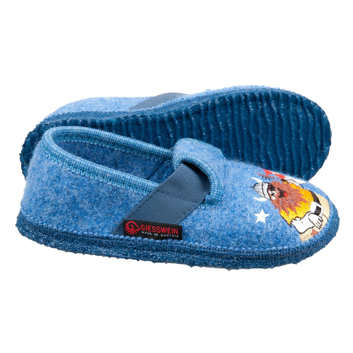 Pantofole Bambini In Lana Giesswein - Oberstaufen Con Suola Antiscivolo