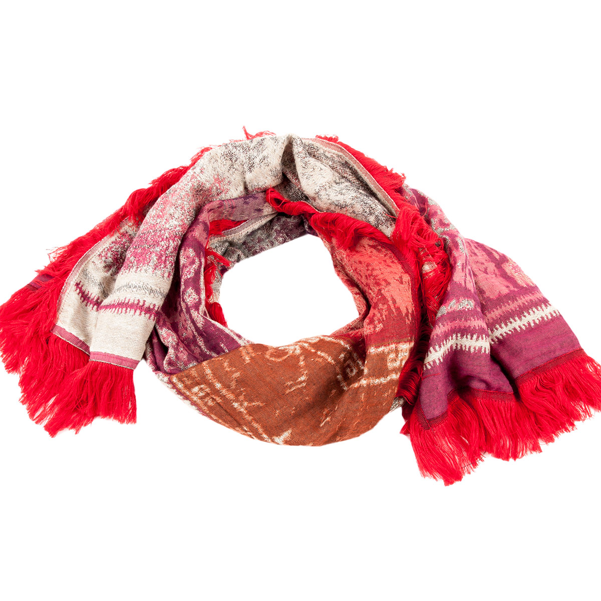 PANASIAM Sciarpa Lunga Maoi In Viscosa Con Frange – Stola Multifunzionale Per Donna E Uomo – 65x113 Cm – Regalo Moda Etica